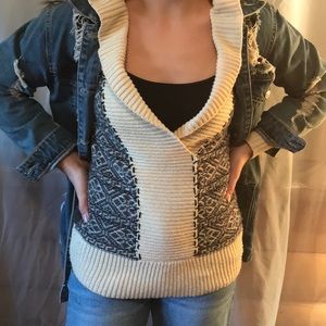 Grey and cream hooded sweater